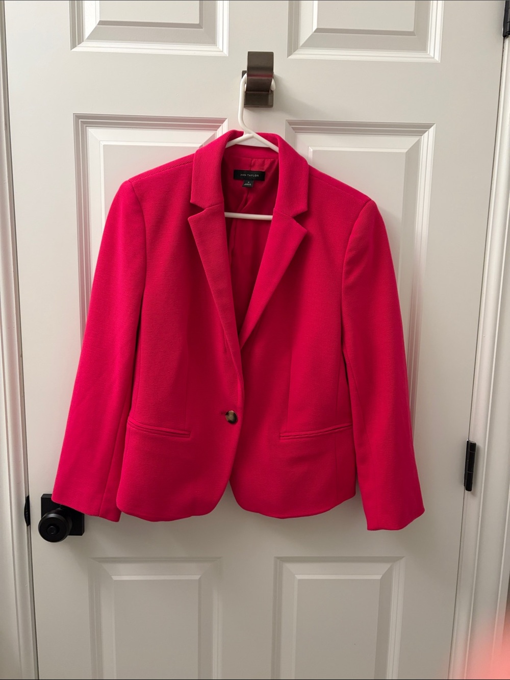 Ann Taylor Hot Pink One-Button Tailored Blazer